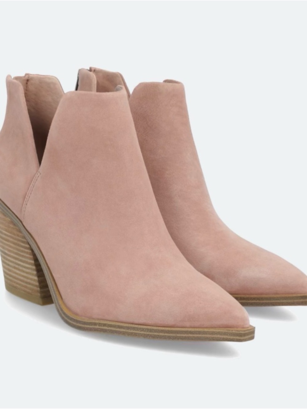 Vince Camuto - Gigetta Suede Blush Pink Cutout Block Heel Ankle Boot